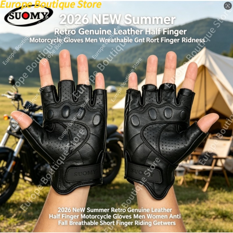 Motorcycle Gear Women - Retro Half Finger Motorcycle Gloves Genuine