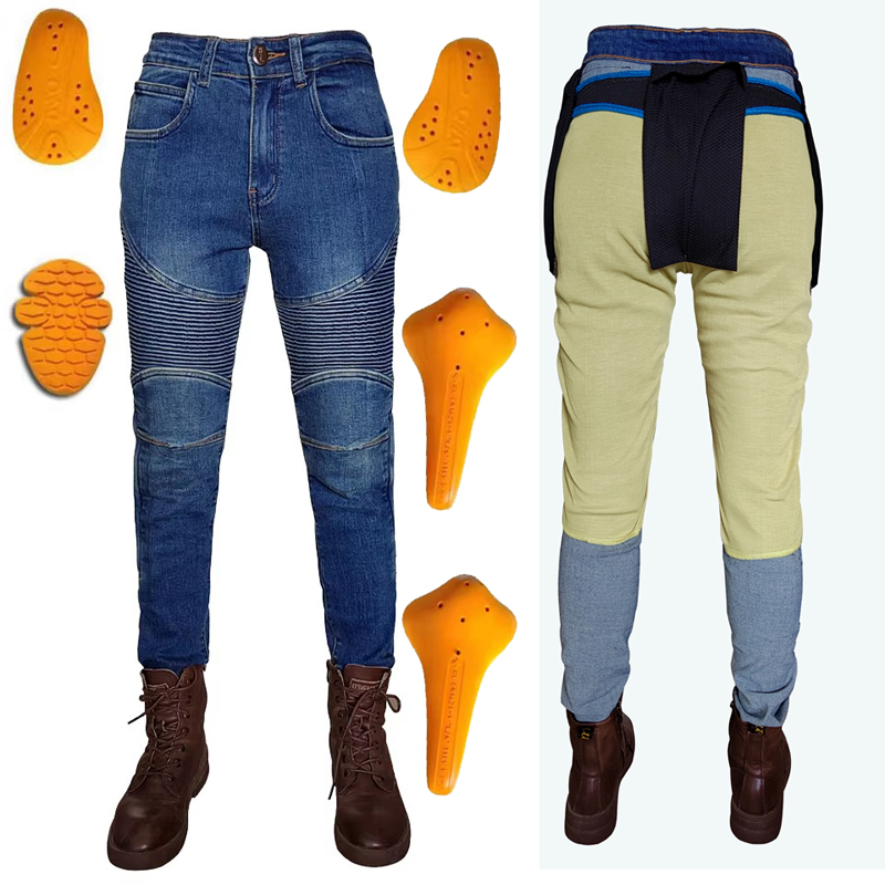 Motorcycle Gear Blue - Women's Kevlar Motorcycle Jeans Protective Riding
