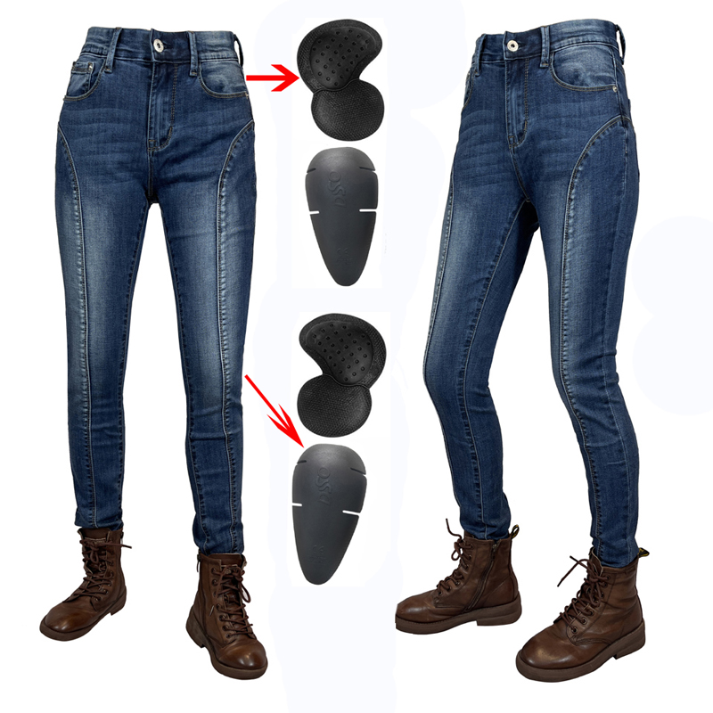 Motorcycle Gear Blue - Protective Jeans Women Motorcycle Pants Blue