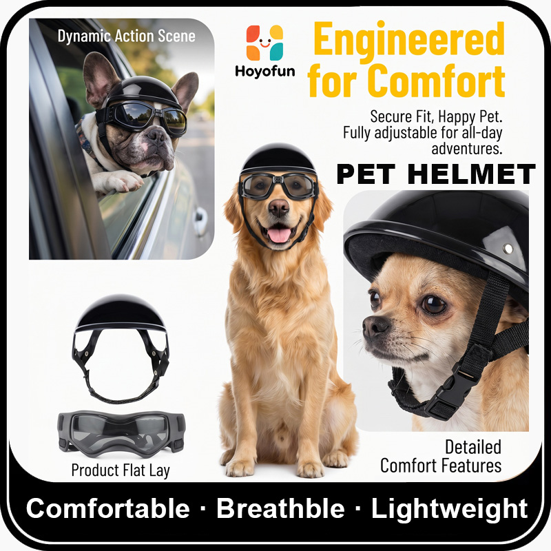 Motorcycle Gear For Dogs - Dog Motorcycle Helmet Goggles Set, Outdoor