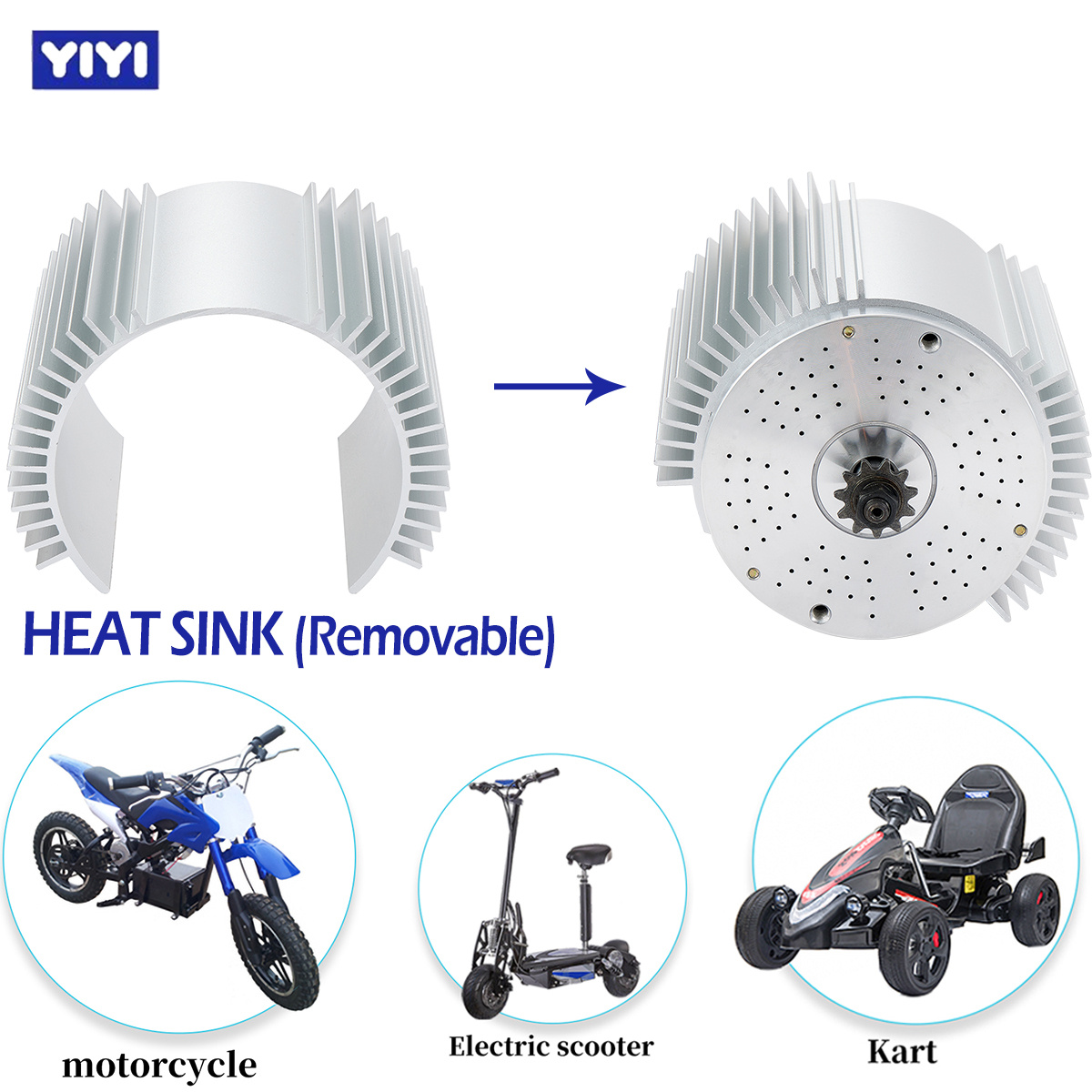 72V 3000W Motor with Heat Sink - Motorcycle Gear Hub ulasan dan harga